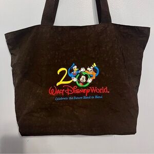 Vintage Walt Disney World 2000 Y2K Tote Black Bag Mickey Mouse Goofy Donald Duck